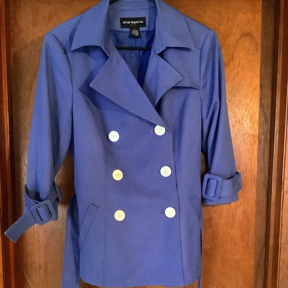 Sharagano Double Breasted Jacket, Size 10,  Blue